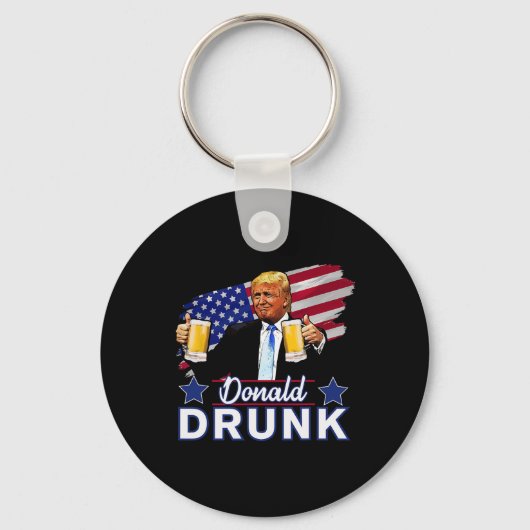 独立記念日のユーモアたっぷりの大統領飲酒 - ドナルド・ドゥル キーホルダー (正面)
