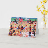 独立記念日のラブラドール カード (黄色い花)