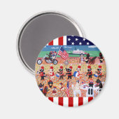 独立記念日のラブラドール マグネット (正面/裏面)