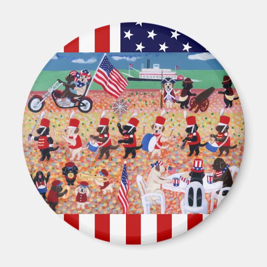 独立記念日のラブラドール マグネット (正面)