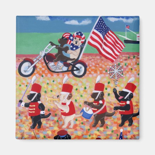 独立記念日のラブラドール マグネット (正面)