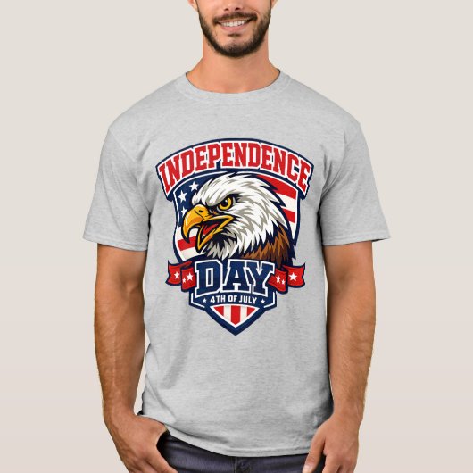 独立記念日のワシのカレッジ風愛国デザイン Tシャツ (正面)