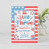 独立記念日の三つの国 3歳の誕生日パーティー 招待状 (スタンド正面)