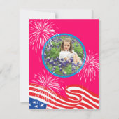 独立記念日の女の子の誕生日パーティーの招待 招待状 (裏面)