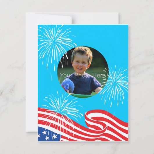独立記念日の子どもの誕生日パーティーの招待 招待状 (裏面)