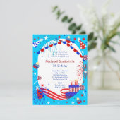 独立記念日の子供の誕生日のパーティの招待状 招待状 (スタンド正面)