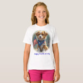 独立記念日の子犬 Tシャツ (正面フル)