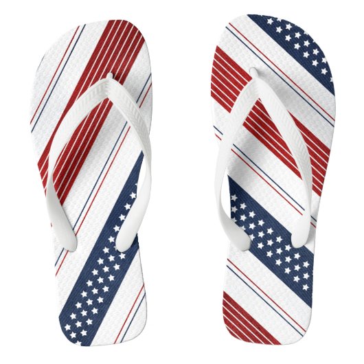 独立記念日の対角の星とストライプ ビーチサンダル (フットベッド)