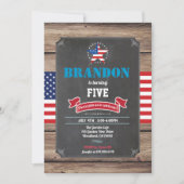 独立記念日の少年誕生日パーティー（任意の年齢） 招待状 (正面)