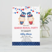 独立記念日の性別発表パーティー招待状 招待状 (スタンド正面)