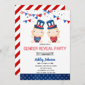 独立記念日の性別発表パーティー招待状 招待状 (正面/裏面)