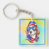 独立記念日の愛らしい犬のデザイン キーホルダー (正面)