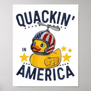 独立記念日の愛国的なゴム製アヒルTシャツ クワッキング・イン ポスター