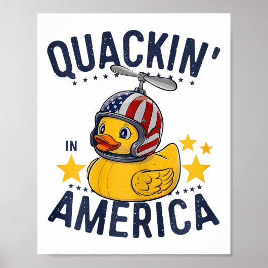 独立記念日の愛国的なゴム製アヒルTシャツ クワッキング・イン ポスター (正面)