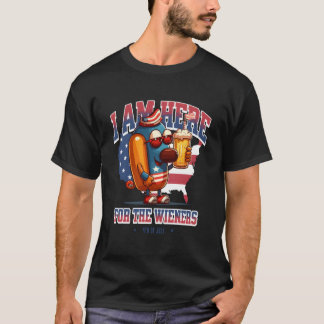 独立記念日の愛国的なホットドッグ・ウィンナー Tシャツ