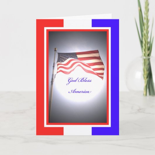 独立記念日の挨拶状-神はアメリカを賛美します カード (正面)