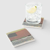 独立記念日の旗 – マーサのブドウ園 ストーンコースター (横)