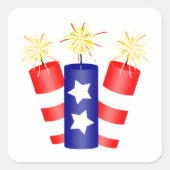 独立記念日の爆竹 スクエアシール (正面)