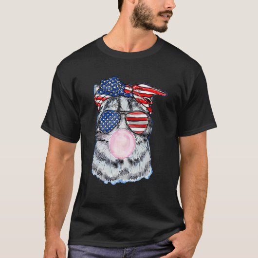 独立記念日の猫の風船ガム Tシャツ (正面)