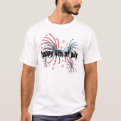独立記念日の花火と星の落書き Tシャツ (正面)