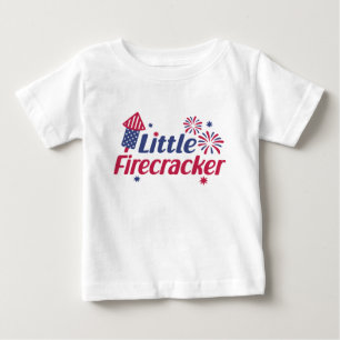 独立記念日の花火のクラッカーのコミックデザイン ベビーTシャツ