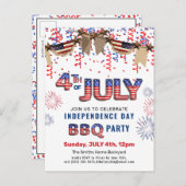 独立記念日の花火赤白青BBQ インビテーションポストカード (正面/裏面)