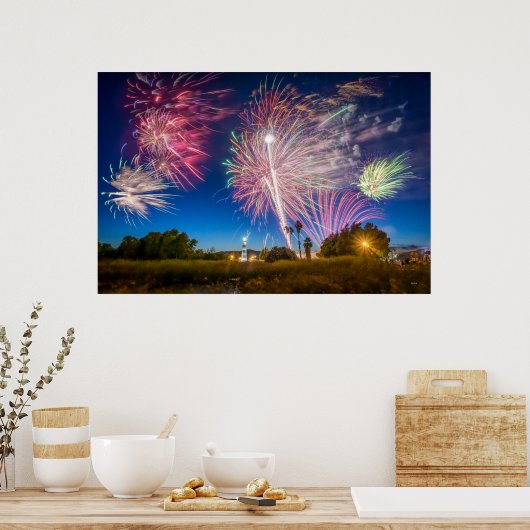 独立記念日の花火 – カリフォルニア州Suisun City ポスター (キッチン)