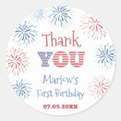 独立記念日の誕生日パーティーありがとうご好意 ラウンドシール (正面)