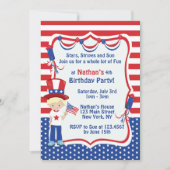 独立記念日の誕生日パーティーへの招待 招待状 (正面)