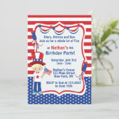 独立記念日の誕生日パーティーへの招待 招待状 (スタンド正面)