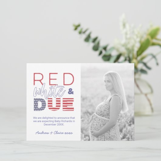 独立記念日の赤い白と正当な写真妊娠 案内状 (スタンド正面)