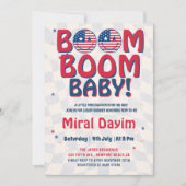 独立記念日の赤ちゃんのお披露目会 Boom Boom Baby 招待状 (正面)