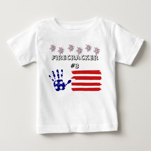 独立記念日の赤ちゃんTシャツ ベビーTシャツ (正面)
