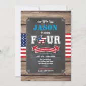 独立記念日の4歳の少年が4人目の子になる 招待状 (正面)