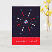 独立記念日の7月4日の花火の挨拶状 カード (黄色い花)