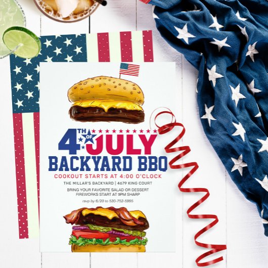 独立記念日のBBQパーティー招待状 招待状
