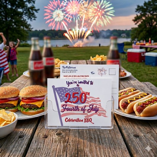 独立記念日のBBQ招待状 パトリオティックスクリプト ポストカード