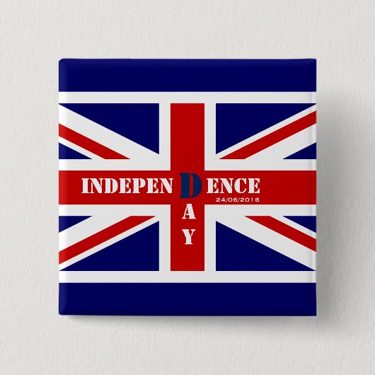独立記念日のBrexitのカスタムな日付26/06/2016 缶バッジ (正面)