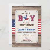 独立記念日は男の赤ちゃんシャワー素朴 招待状 (正面)
