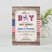 独立記念日は男の赤ちゃんシャワー素朴 招待状 (スタンド正面)