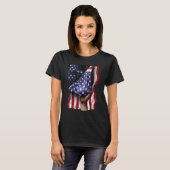 独立記念日アメリカ国旗のハウスボート Tシャツ (正面フル)