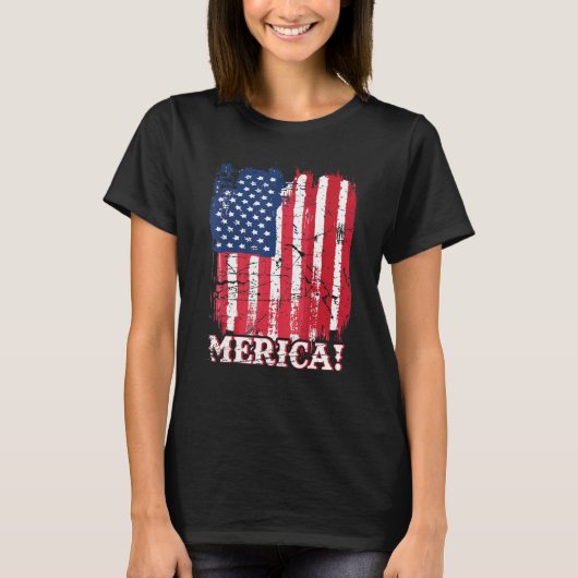 独立記念日アメリカ国旗のパー Tシャツ (正面)