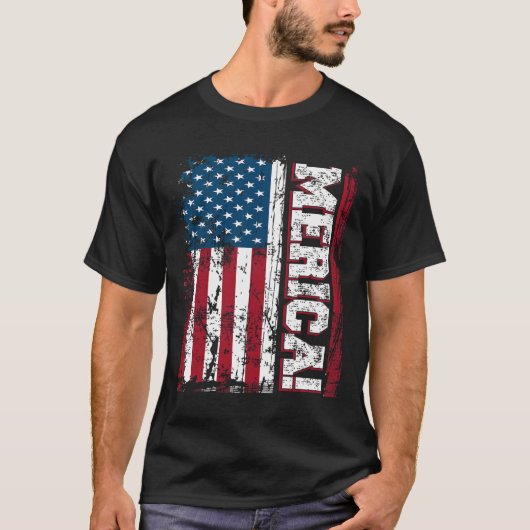 独立記念日アメリカ国旗の愛国者 Tシャツ (正面)
