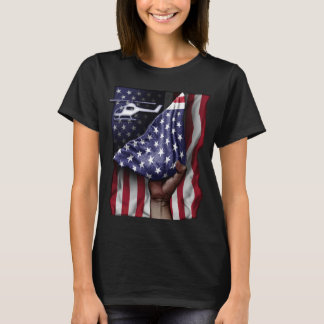 独立記念日アメリカ国旗ヘリコプター Tシャツ