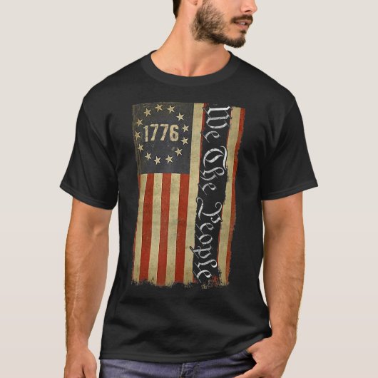 独立記念日アメリカ国旗Patriotic 1776我々T Tシャツ (正面)