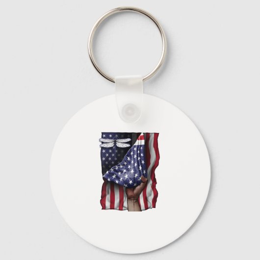独立記念日アメリカ国旗Tシャツ キーホルダー (正面)