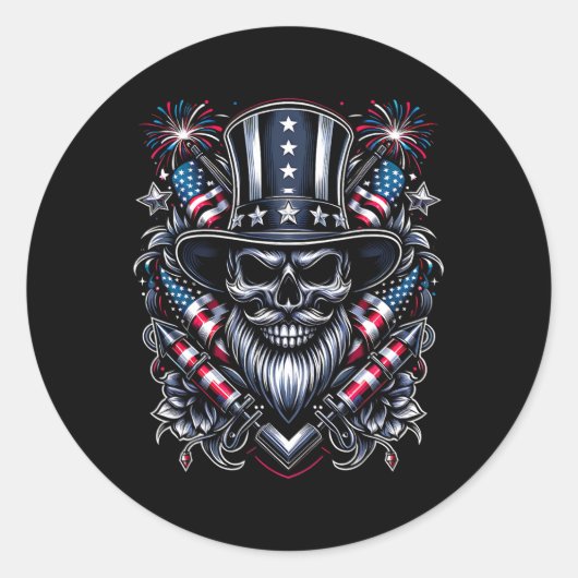 独立記念日アメリカ愛国者ひげスカル!～の4番目 ラウンドシール (正面)
