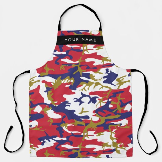 独立記念日カモフラージュあなたの名前をパーソナライズ エプロン (正面)