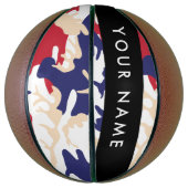 独立記念日カモフラージュあなたの名前をパーソナライズ バスケットボール (縦)