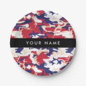 独立記念日カモフラージュあなたの名前をパーソナライズ ペーパープレート (正面)